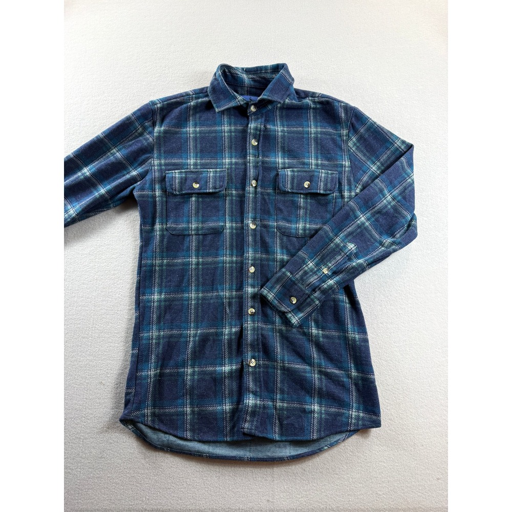 Tailorbyrd The Sweatershirt Mens Small Blue Plaid Flannel Button Up Long Sleeve